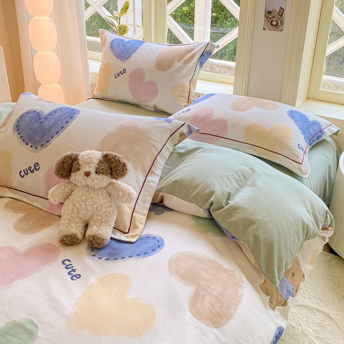 91家纺网 家纺一手货源 找家纺 宜家坊 2024全棉ins风小清新加厚磨毛【提供质检报告】 爱心宝贝