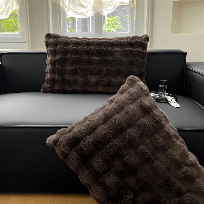 91家纺网 家纺一手货源 找家纺 梦舒羽 2025新款兔毛绒单人枕套牛奶绒枕芯套雪花绒宿舍枕头套 咖啡色