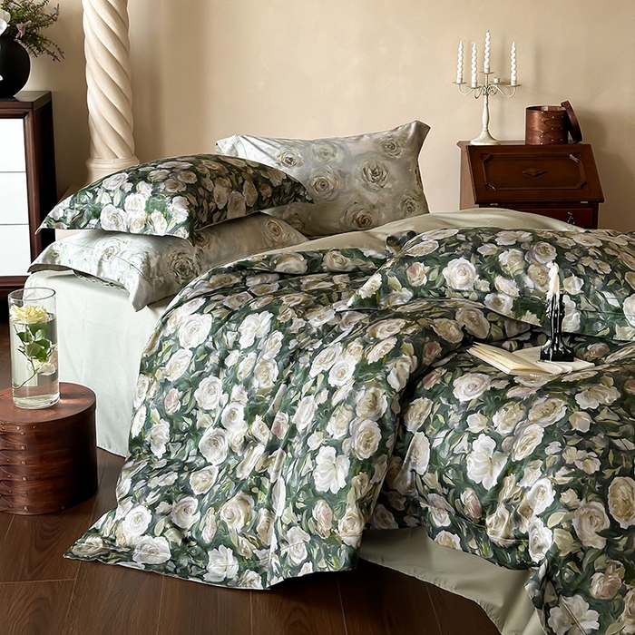 91家纺网 家纺一手货源 找家纺 窝米 2024新款数码印花100支宽边工艺四件套 芙洛卡