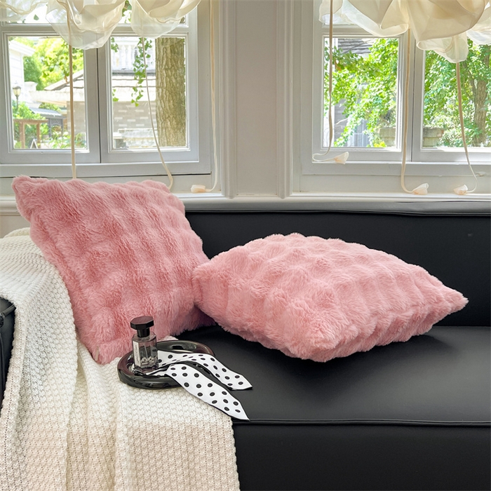 91家纺网 家纺一手货源 找家纺 梦舒羽 2025新款兔毛绒抱枕套牛奶绒枕芯套雪花绒枕头套单人宿舍 云梦粉