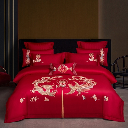 91家纺网 家纺一手货源 找家纺 （总）2025新款40s全棉长绒棉新中式刺绣婚庆四件套多件套