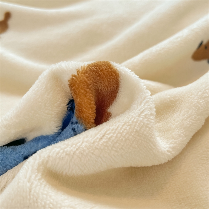 91家纺网 家纺一手货源 找家纺 2024新款A类AB版加厚保暖双面牛奶绒印花四件套--小清新系列 小狗