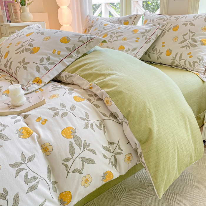 91家纺网 家纺一手货源 找家纺 宜家坊 2024全棉ins风小清新加厚磨毛【提供质检报告】 枝莓