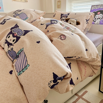 91家纺网 家纺一手货源 找家纺 （总）卧趣家纺 2024秋冬新款三丽鸥正版授权原棉磨毛卡通系列四件套