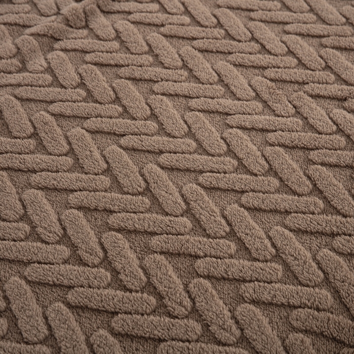 91家纺网 家纺一手货源 找家纺 一左一右 2024秋冬新款高克重单层双面提花塔芙绒毛毯舒棉绒毯多功能毯子外贸跨境电商 咖色