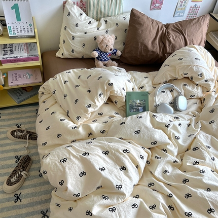 原素 2024学生季专属A类水洗棉印花四件套 黑蝴蝶结