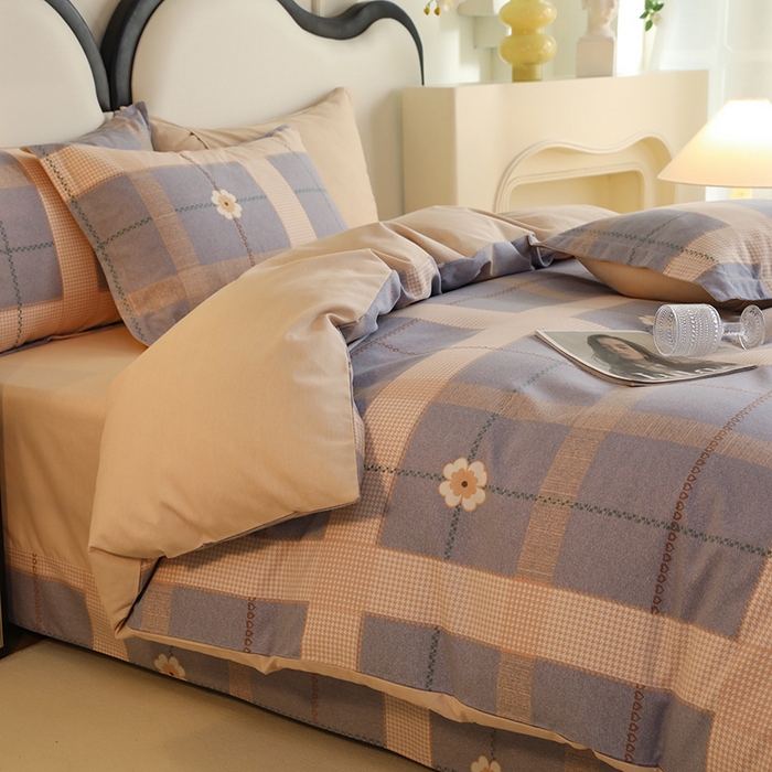 91家纺网 家纺一手货源 找家纺 巧玲珑2025新款AB版铂金生态四件套AB花香梦境-灰