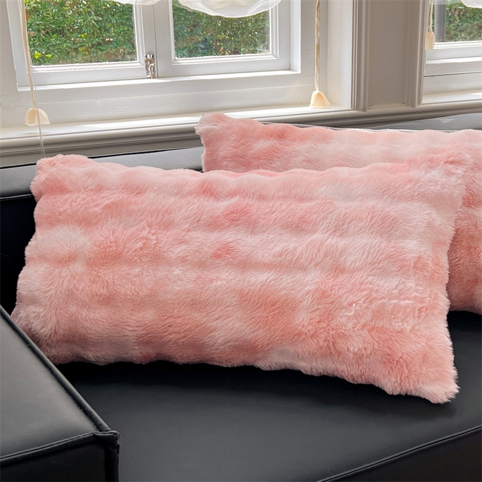 91家纺网 家纺一手货源 找家纺 梦舒羽 2025新款兔毛绒单人枕套牛奶绒枕芯套雪花绒宿舍枕头套 梦幻樱粉