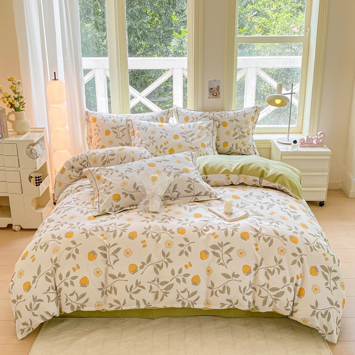 91家纺网 家纺一手货源 找家纺 宜家坊 2024全棉ins风小清新加厚磨毛【提供质检报告】 枝莓