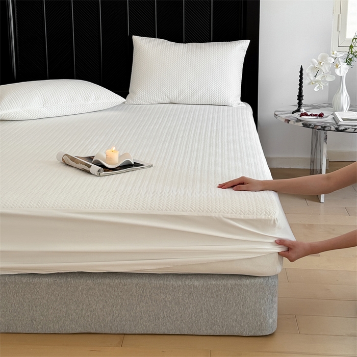 91家纺网 家纺一手货源 找家纺 三味舒屋 2024新款全棉60支长绒棉夹棉轻奢床笠 薇拉白