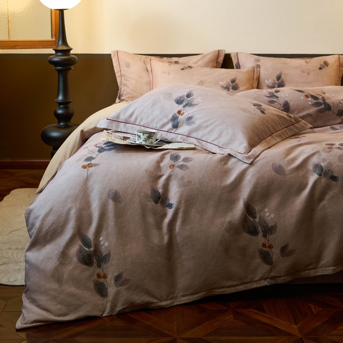 91家纺网 家纺一手货源 找家纺 宜家坊 2024新款全棉数码印花加厚磨毛【提供买家秀】 花晏景-咖