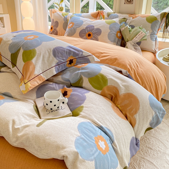 91家纺网 家纺一手货源 找家纺 宜家坊 2024全棉ins风小清新加厚磨毛【提供质检报告】 晚韵-桔