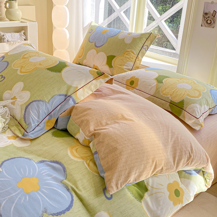 91家纺网 家纺一手货源 找家纺 宜家坊 2024全棉ins风小清新加厚磨毛【提供质检报告】 繁花-绿