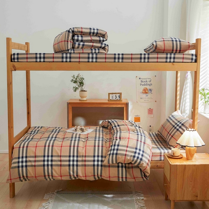 91家纺网 家纺一手货源 找家纺 韩约家纺 2024新款全棉水洗棉三四件套 品尚-咖