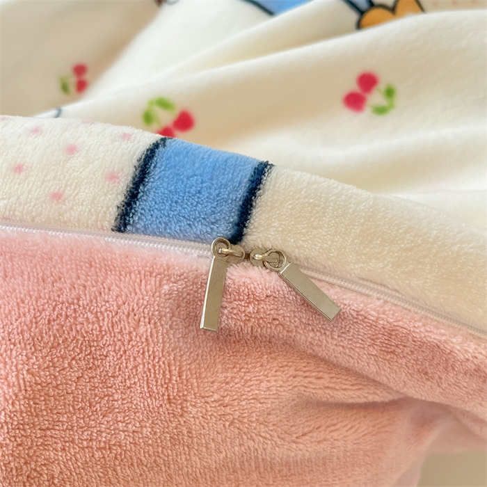 91家纺网 家纺一手货源 找家纺 2024新款A类AB版加厚保暖双面牛奶绒印花四件套--小清新系列 动物线条