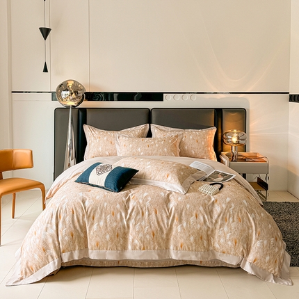 91家纺网 家纺一手货源 找家纺 （总）栩裕纺织 2024新款50支长绒棉贡缎磨毛数码印花四件套-锦绒系列