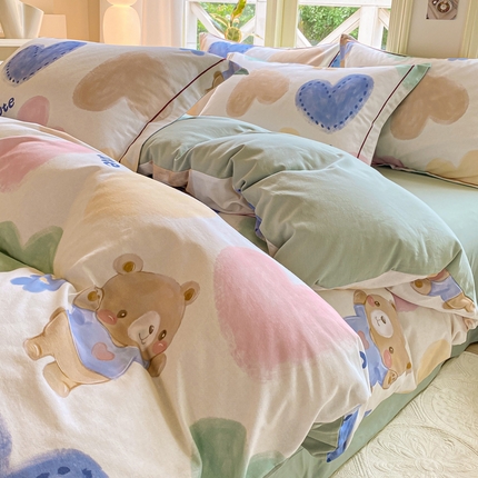 91家纺网 家纺一手货源 找家纺 宜家坊 2024全棉ins风小清新加厚磨毛【提供质检报告】 爱心宝贝