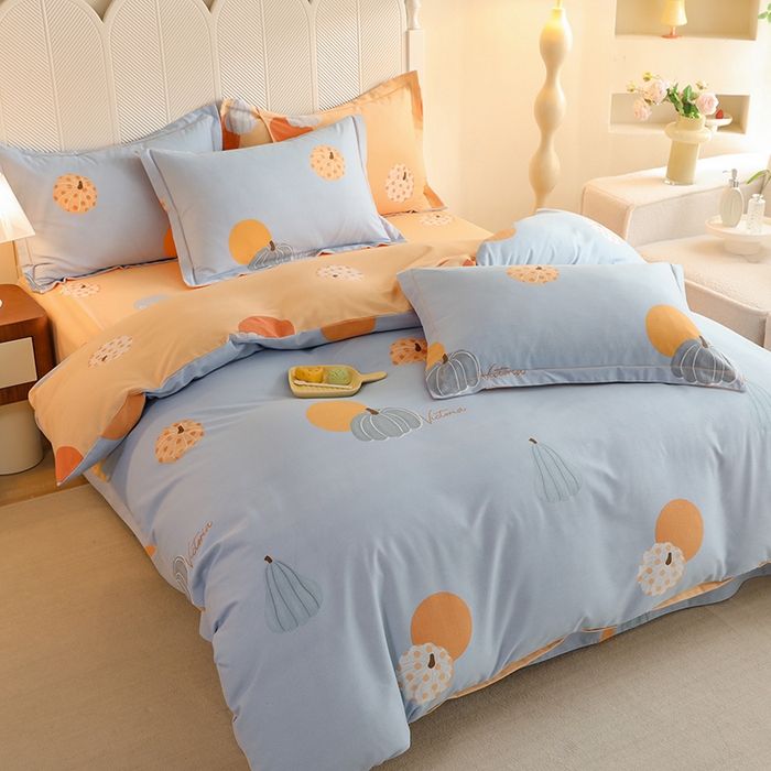 91家纺网 家纺一手货源 找家纺 巧玲珑2025新款AB版铂金生态四件套AB果乐果香-蓝