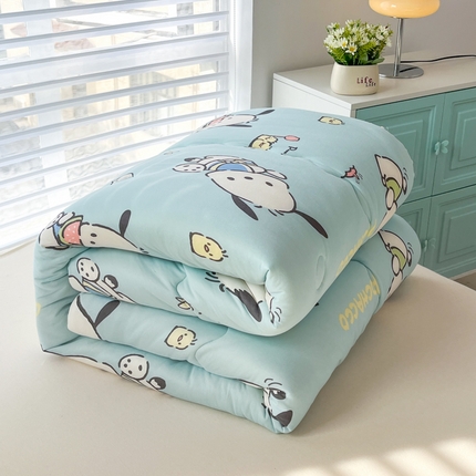 91家纺网 家纺一手货源 找家纺 U被家纺 2025新款【正版授权】三丽鸥系列针织豆豆四季被 【正版授权】玉桂狗-蓝