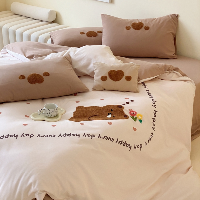 91家纺网 家纺一手货源 找家纺 宜家坊 2024全棉磨毛大版印加绣四件套【提供买家秀】 安睡熊