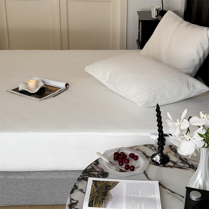 91家纺网 家纺一手货源 找家纺 三味舒屋 2024新款全棉60支长绒棉夹棉轻奢床笠 薇拉白