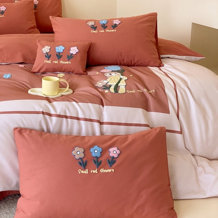 91家纺网 家纺一手货源 找家纺 宜家坊 2024全棉磨毛大版印加绣四件套【提供买家秀】 甜心朵朵