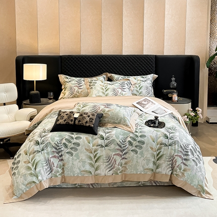 91家纺网 家纺一手货源 找家纺 栩裕纺织 2024新款丝棉臻绒磨毛数码印花四件套--兰羽系列 阑珊屿