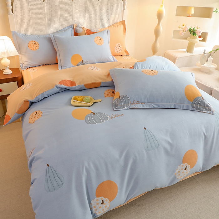 91家纺网 家纺一手货源 找家纺 巧玲珑2025新款AB版铂金生态四件套AB果乐果香-蓝