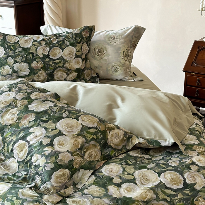 91家纺网 家纺一手货源 找家纺 窝米 2024新款数码印花100支宽边工艺四件套 芙洛卡