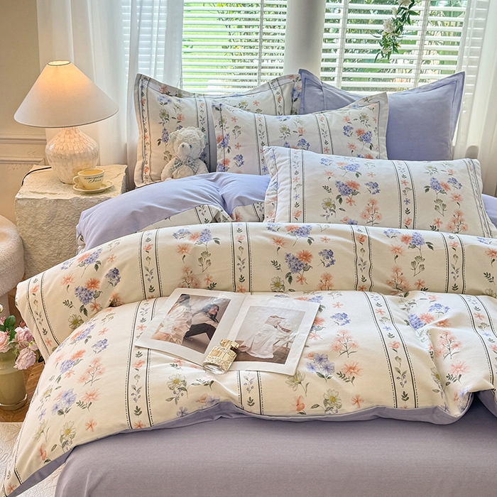 91家纺网 家纺一手货源 找家纺 巧玲珑2025新款AB版铂金生态四件套AB花蜜悠然-兰