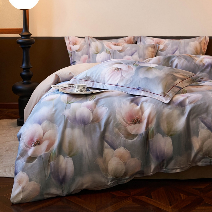 91家纺网 家纺一手货源 找家纺 宜家坊 2024新款全棉数码印花加厚磨毛【提供买家秀】 花海-蓝