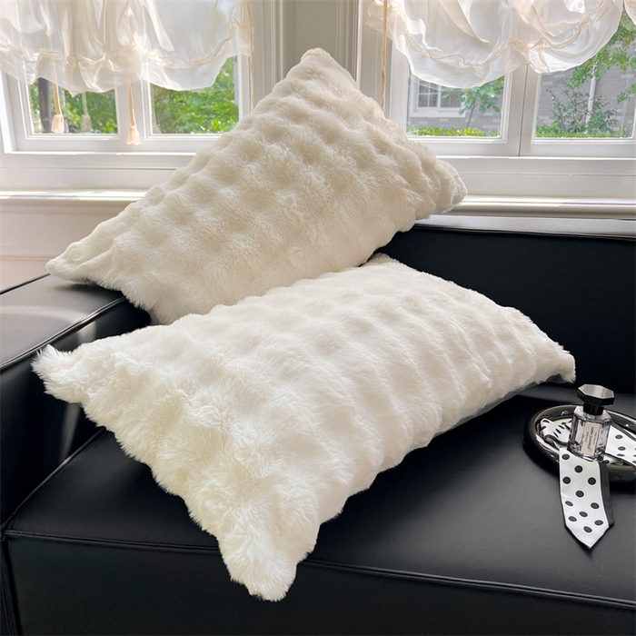 91家纺网 家纺一手货源 找家纺 梦舒羽 2025新款兔毛绒单人枕套牛奶绒枕芯套雪花绒宿舍枕头套 晨曦白