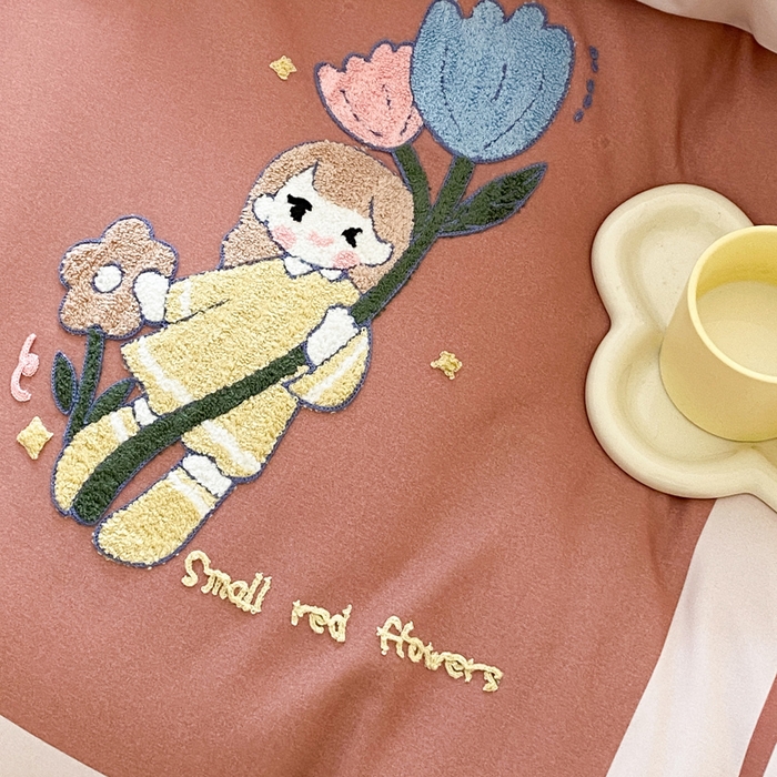 91家纺网 家纺一手货源 找家纺 宜家坊 2024全棉磨毛大版印加绣四件套【提供买家秀】 甜心朵朵