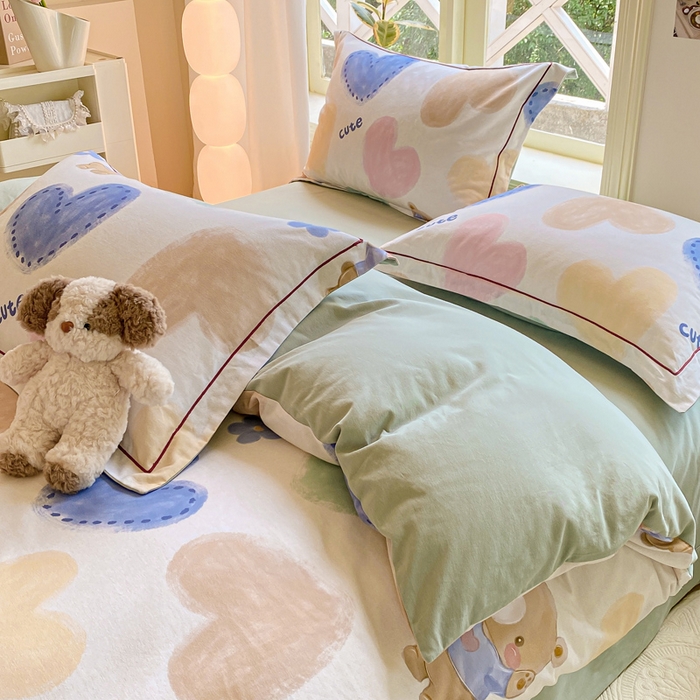 91家纺网 家纺一手货源 找家纺 宜家坊 2024全棉ins风小清新加厚磨毛【提供质检报告】 爱心宝贝