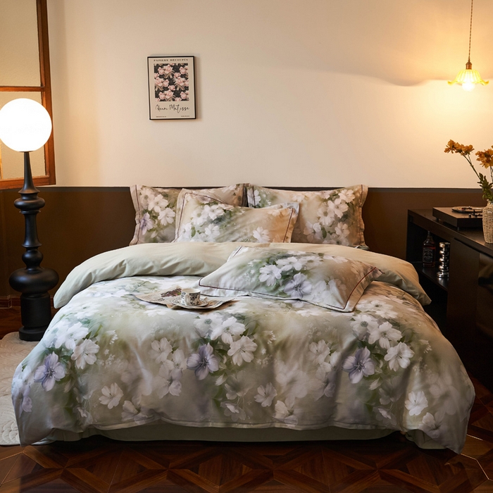 91家纺网 家纺一手货源 找家纺 宜家坊 2024新款全棉数码印花加厚磨毛【提供买家秀】 森屿-绿