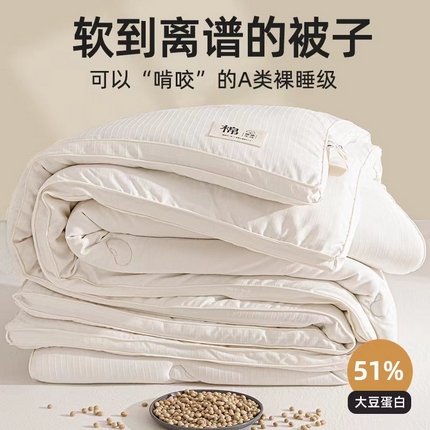 天瑜家纺 2024新款原棉提花大豆被子母被春秋被芯 白色