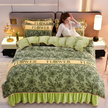 91家纺网 家纺一手货源 找家纺 诺梵 2025直播8.5斤高克重牛奶绒四件套水晶金貂法莱绒床裙款 莫妮卡