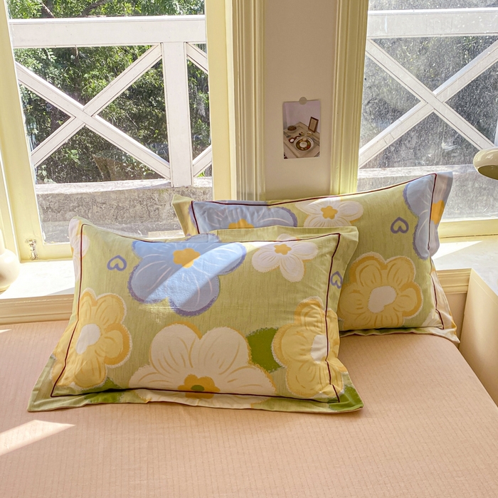 91家纺网 家纺一手货源 找家纺 宜家坊 2024全棉ins风小清新加厚磨毛【提供质检报告】 繁花-绿