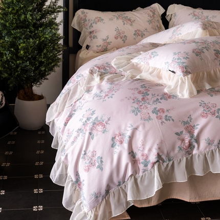 91家纺网 家纺一手货源 找家纺 （总）卡姿家纺 2024秋冬法式复古印花雪纺花边第二季