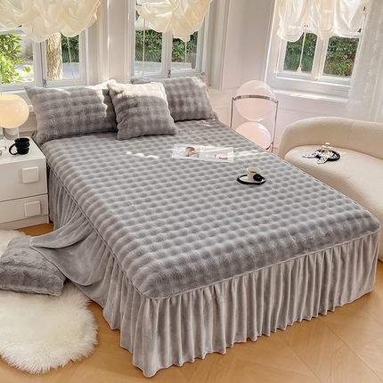 91家纺网 家纺一手货源 找家纺 （总）梦舒羽 2025新款兔毛绒床裙水晶绒床垫保护罩牛奶绒床垫床单罩