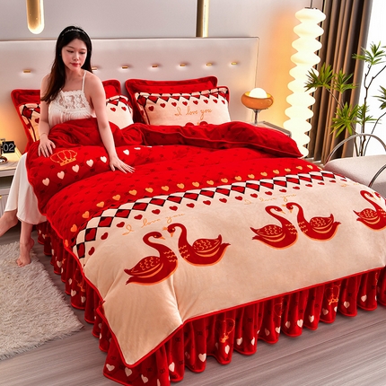 91家纺网 家纺一手货源 找家纺 （总）绒耀 2025新款高克重牛奶绒四件套保暖四件套直播爆款电商爆款