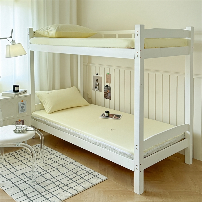 91家纺网 家纺一手货源 找家纺 眠博士 2024新款A类学生床纯色40支13372全棉床笠床垫保护套 床垫套-浅黄