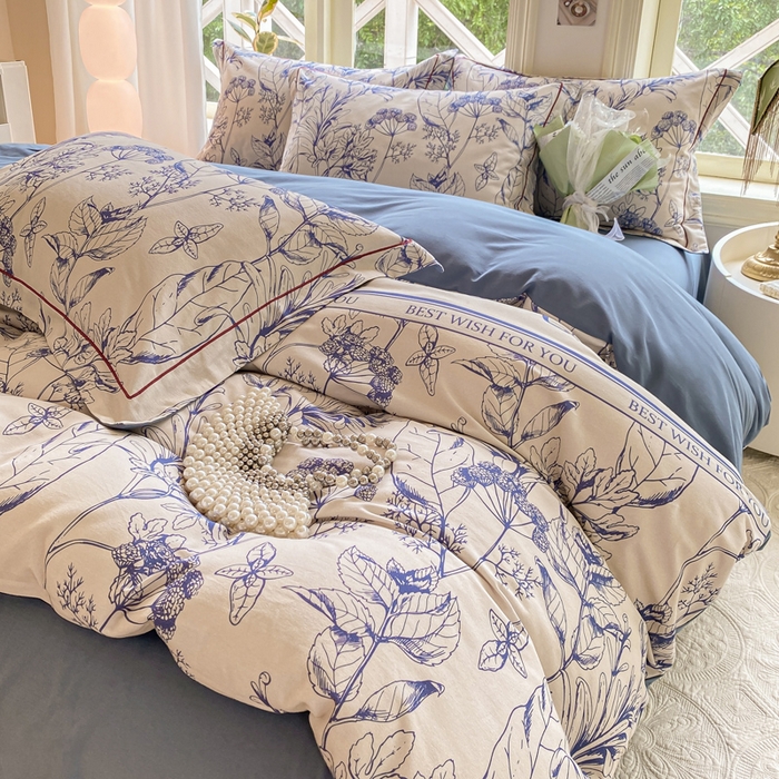 91家纺网 家纺一手货源 找家纺 宜家坊 2024全棉ins风小清新加厚磨毛【提供质检报告】 芳草集-兰