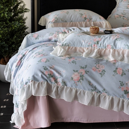 91家纺网 家纺一手货源 找家纺 （总）卡姿家纺 2024秋冬法式复古印花雪纺花边第二季