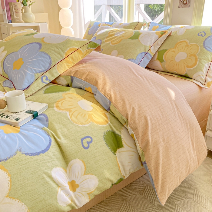 91家纺网 家纺一手货源 找家纺 宜家坊 2024全棉ins风小清新加厚磨毛【提供质检报告】 繁花-绿