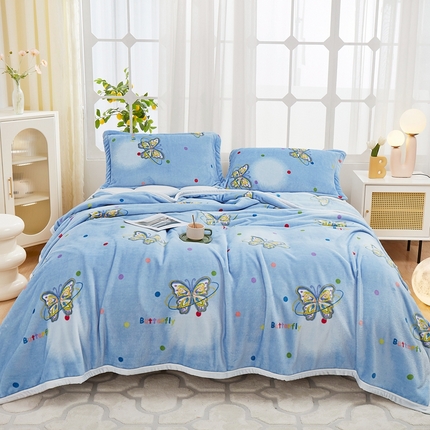 91家纺网 家纺一手货源 找家纺 （总）坦客毯业 2025新款印花雪貂绒毛毯沙发盖毯午睡毯子