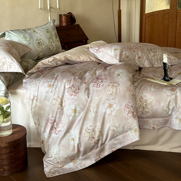 91家纺网 家纺一手货源 找家纺 窝米 2024新款数码印花100支宽边工艺四件套 春迟