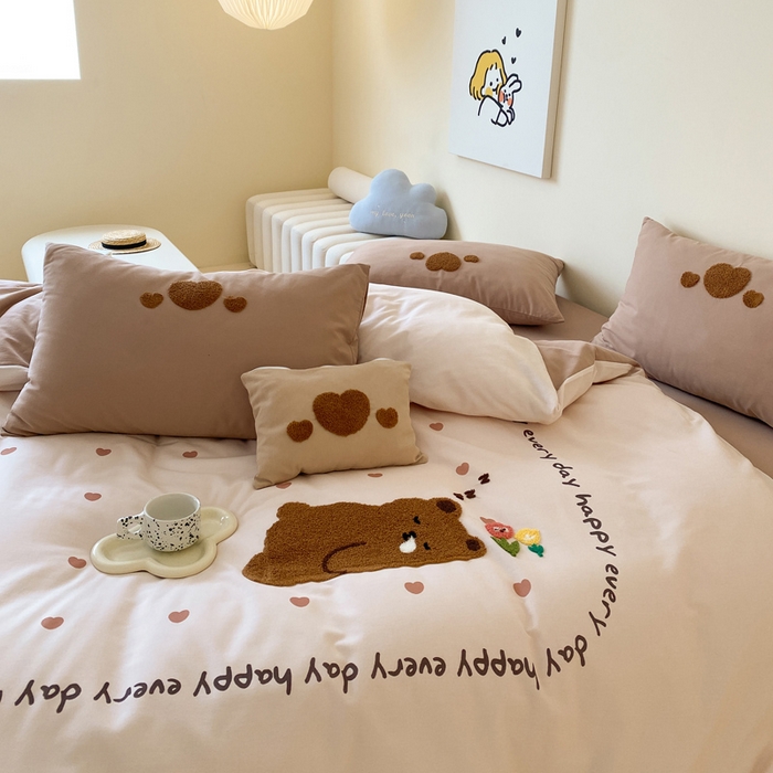 91家纺网 家纺一手货源 找家纺 宜家坊 2024全棉磨毛大版印加绣四件套【提供买家秀】 安睡熊