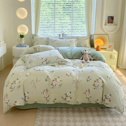 91家纺网 家纺一手货源 找家纺 星期三家纺 2024年8月新款铂金全棉13372四件套（加老板微信有会员价） 春日蜜糖