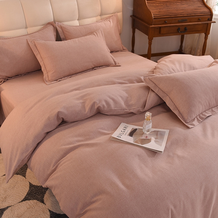 91家纺网 家纺一手货源 找家纺 巧玲珑 2024新款新疆棉亲肤四件套 莫兰迪-咖